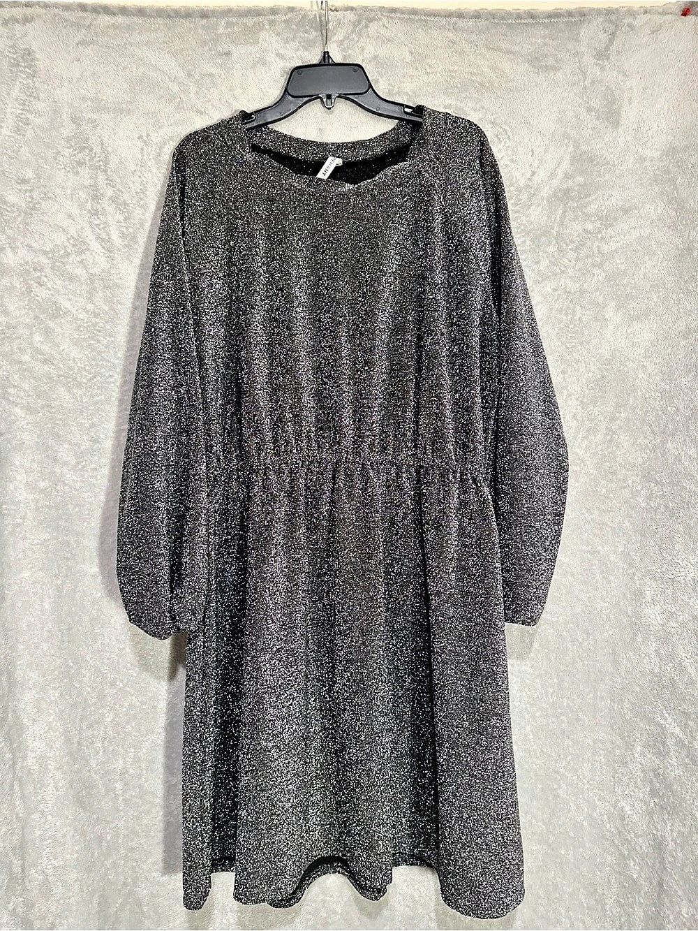 Piphany Broadway Glitter Long Sleeve Mini Dress Black Medium Like New